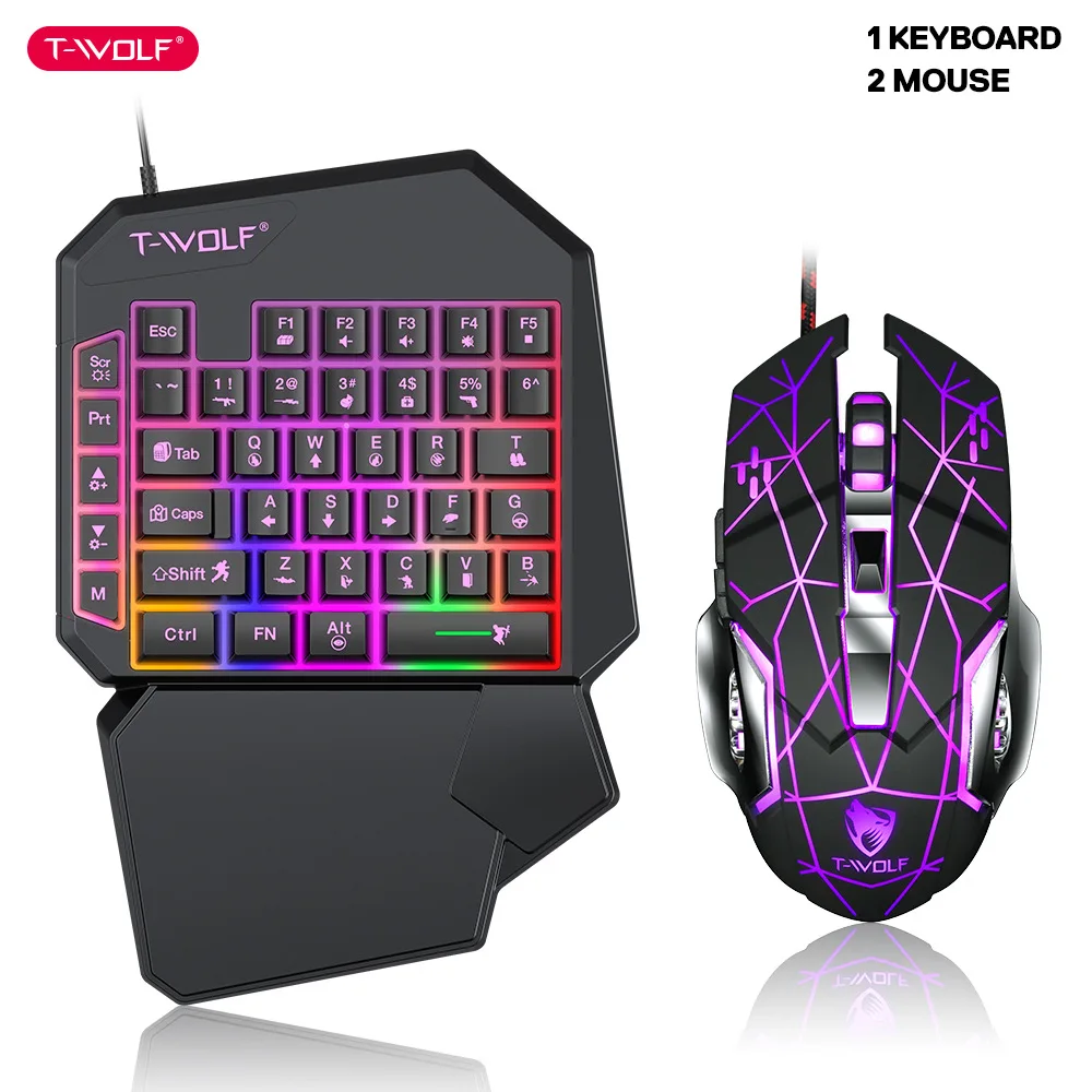 Gaming Keyboard Mini - T-wolf-tf900片手キーボードセット、鶏と食事のための明るいゲーム、ゲームアクセサリー