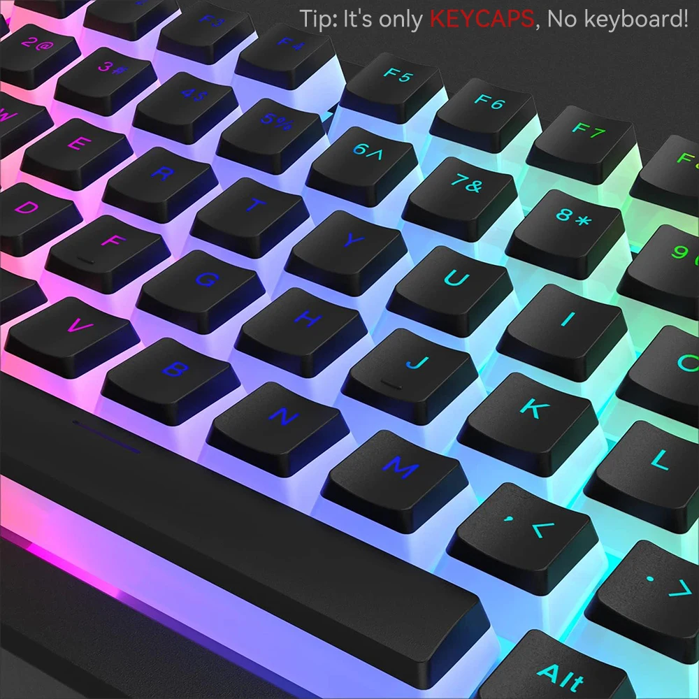 新しいプリンPBTキーキャップ 129キー ダブルショット  - Keyboard Gaming Blue Switch のレビューと価格