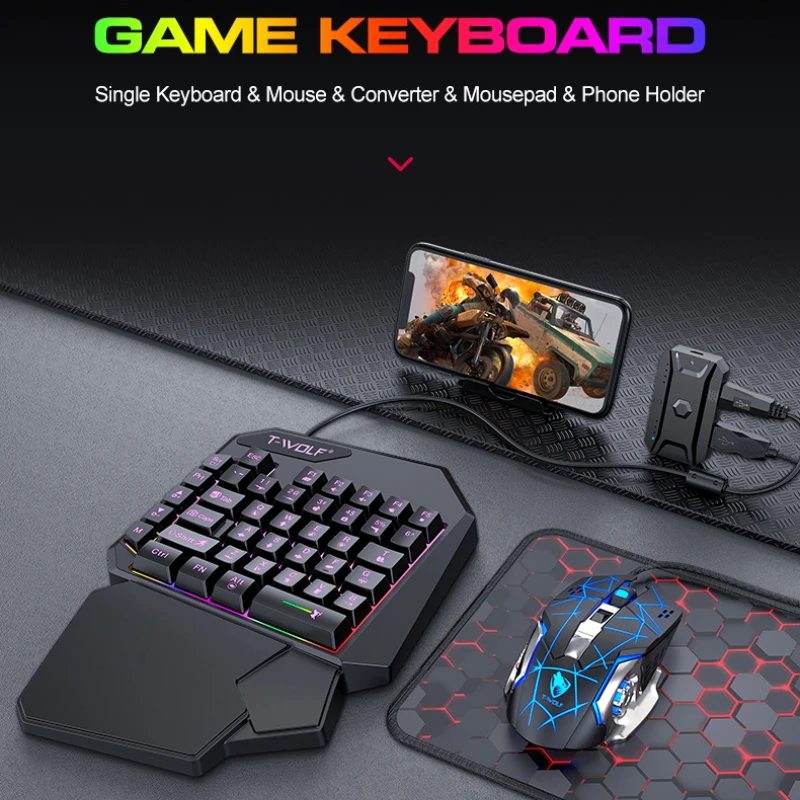T-wolf-tf900片手キーボードセット、鶏と食事のため - Gaming Keyboard Mini のレビューと価格