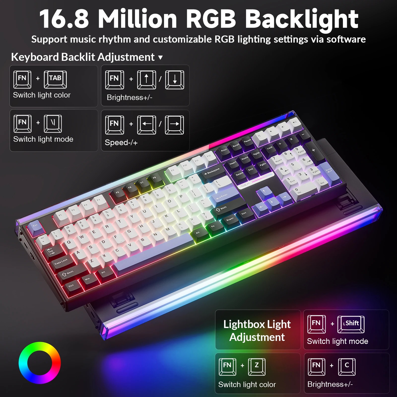 AULA H108 トライモードメカニカルキーボード 108 - Gaming Keyboard Hot Swappable のレビューと価格